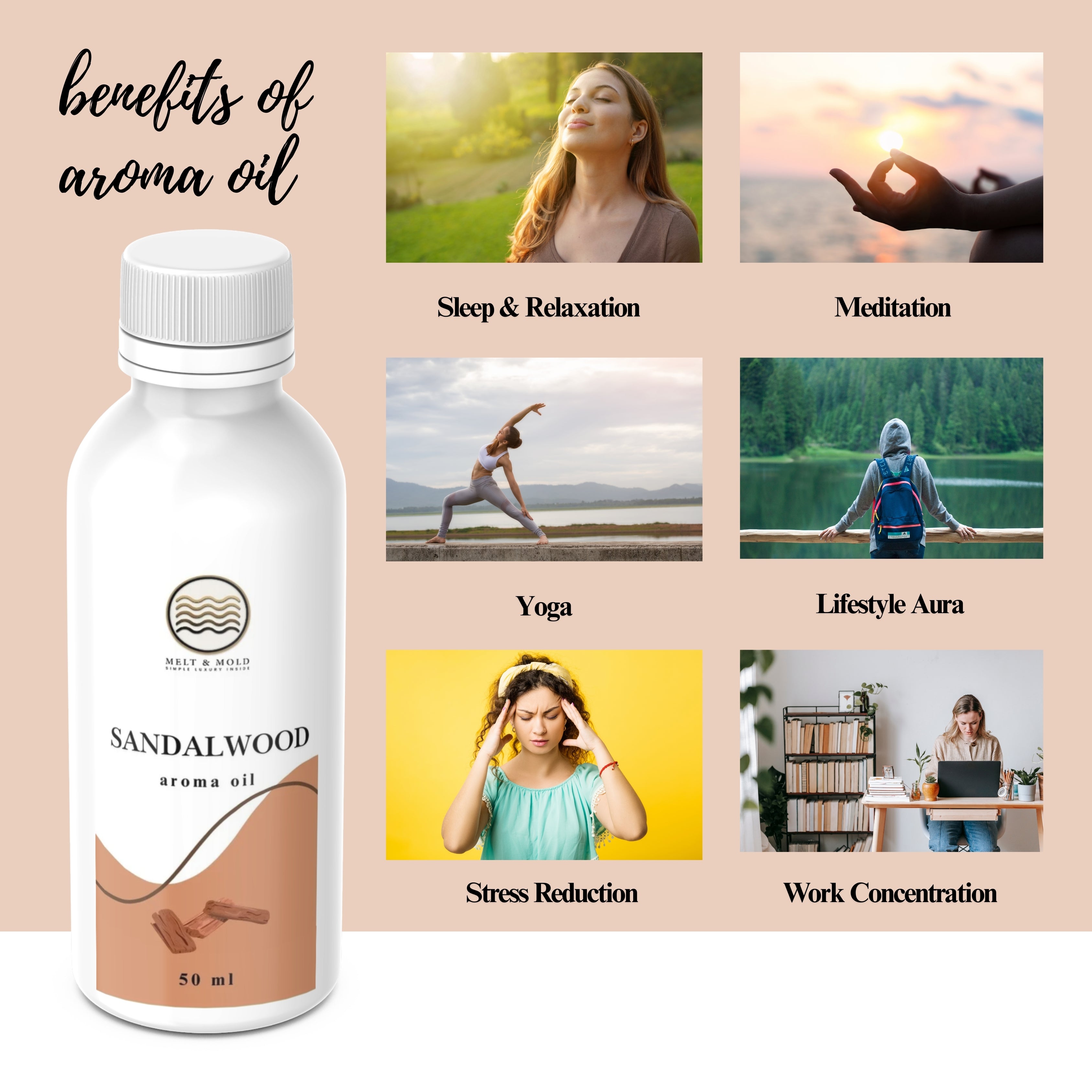 Sandalwood fragrance oil lifestyle, spiritual woody oil for DIY candle making India