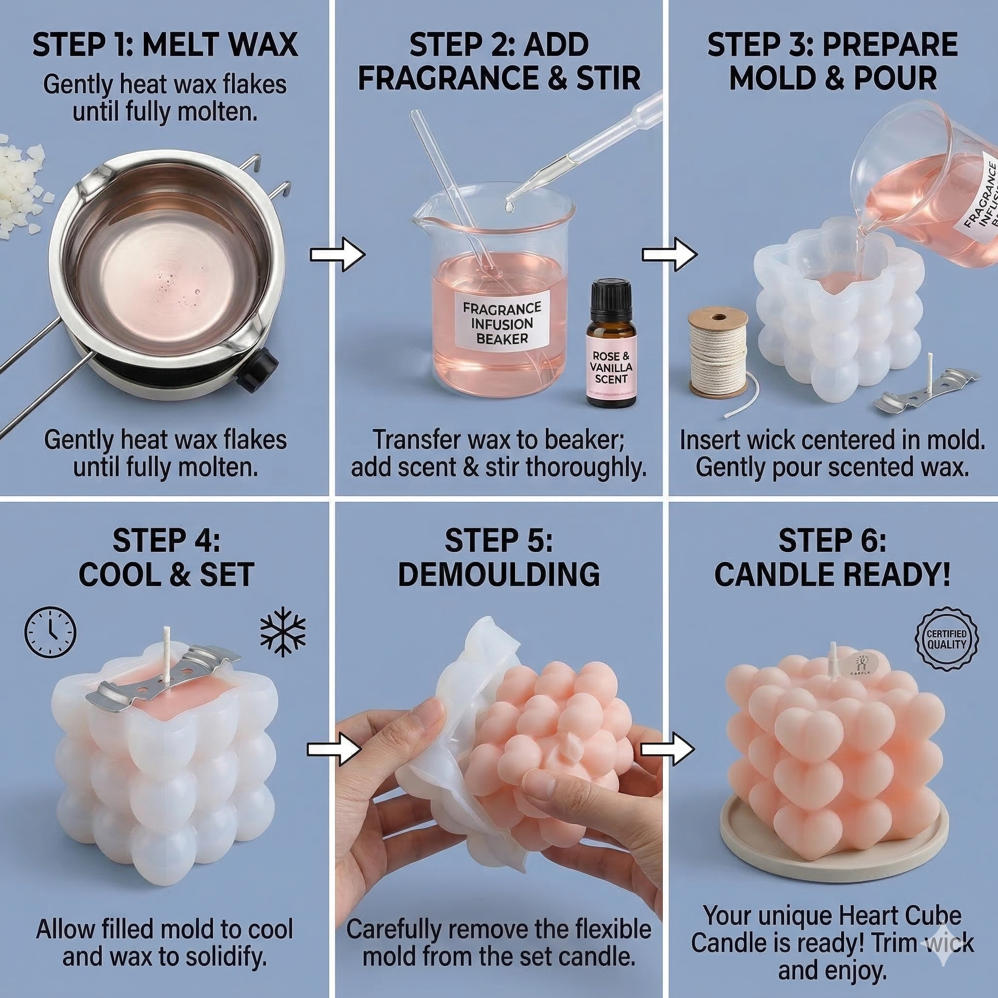 Heart Cube Silicone Mould – Detail View | Melt & Mold