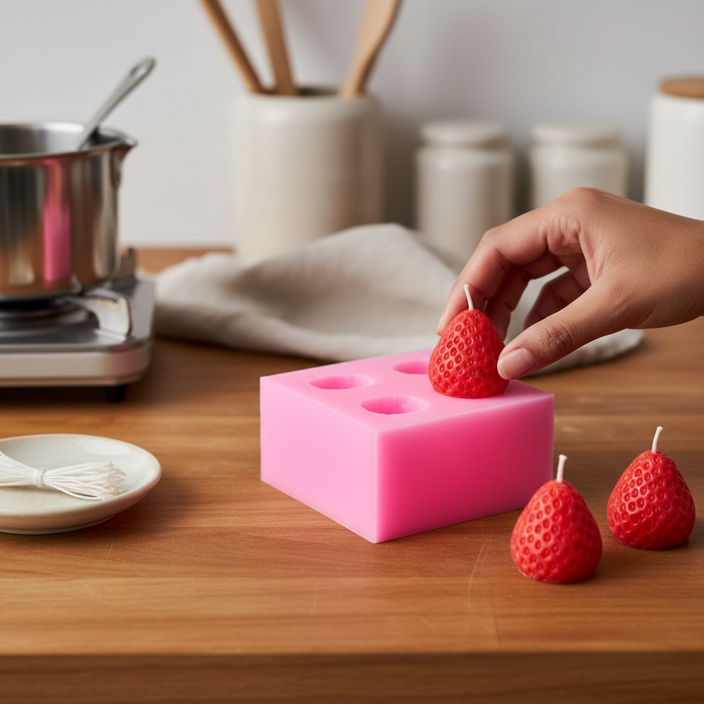 Strawberry Mini Silicone Mould – Detail View | Melt & Mold