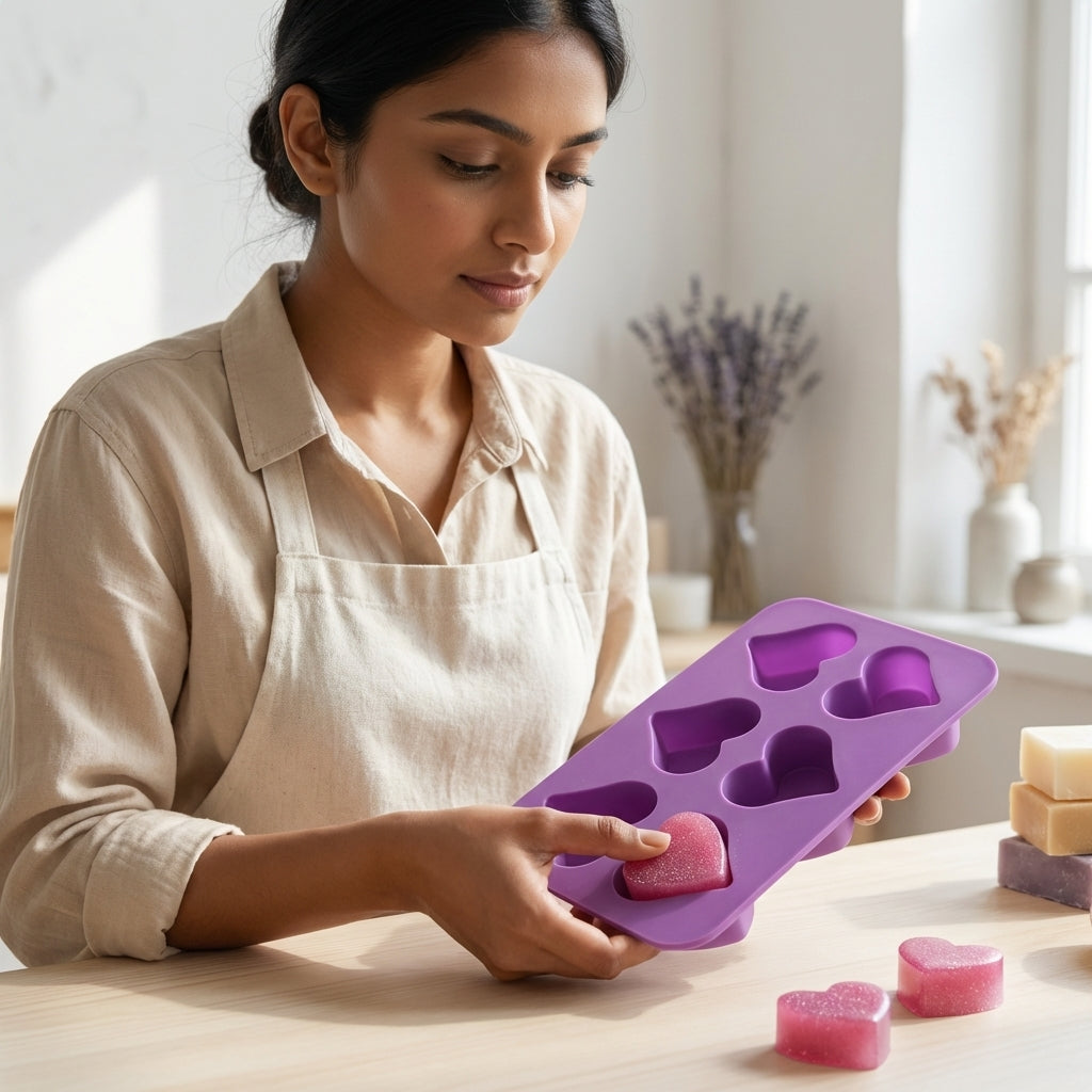6 Cavity Heart Soap Mold – Detail View | Melt & Mold