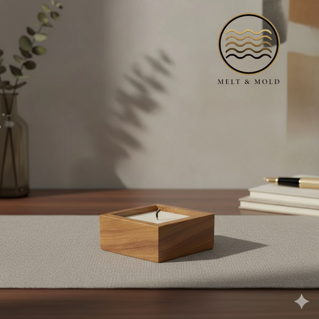 Mini Wooden Square Jar – Detail View | Melt & Mold