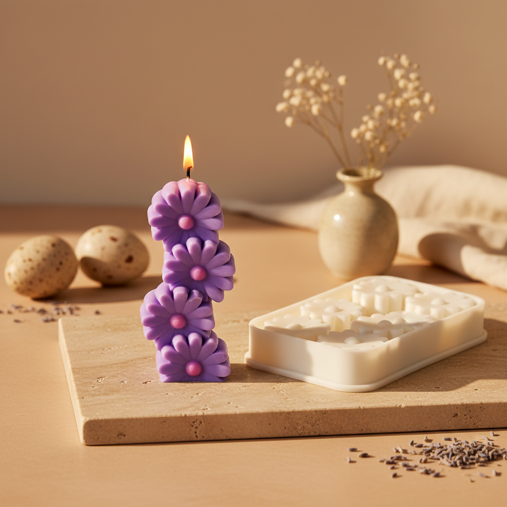 Small Flower Pillar Mould – Detail View | Melt & Mold