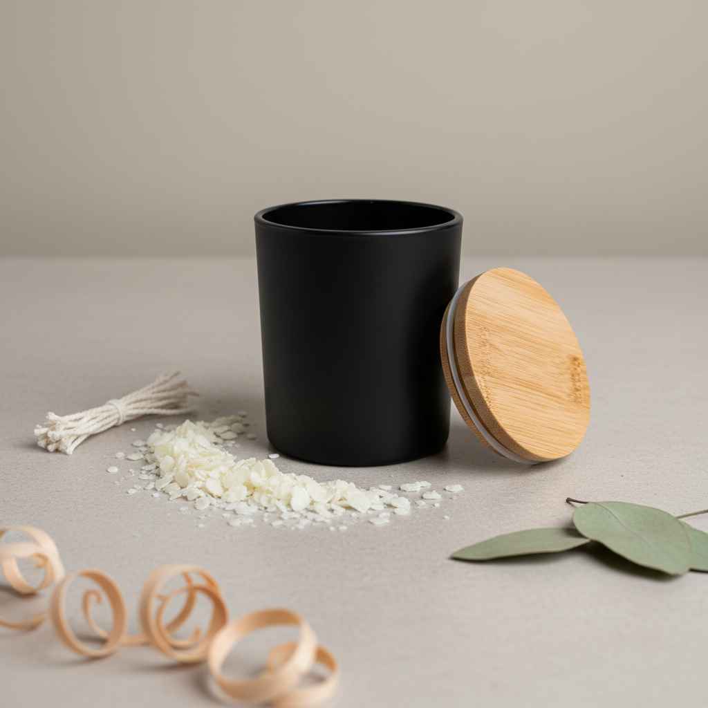 180-200ml Black Glass Jar With Lid | Melt & Mold