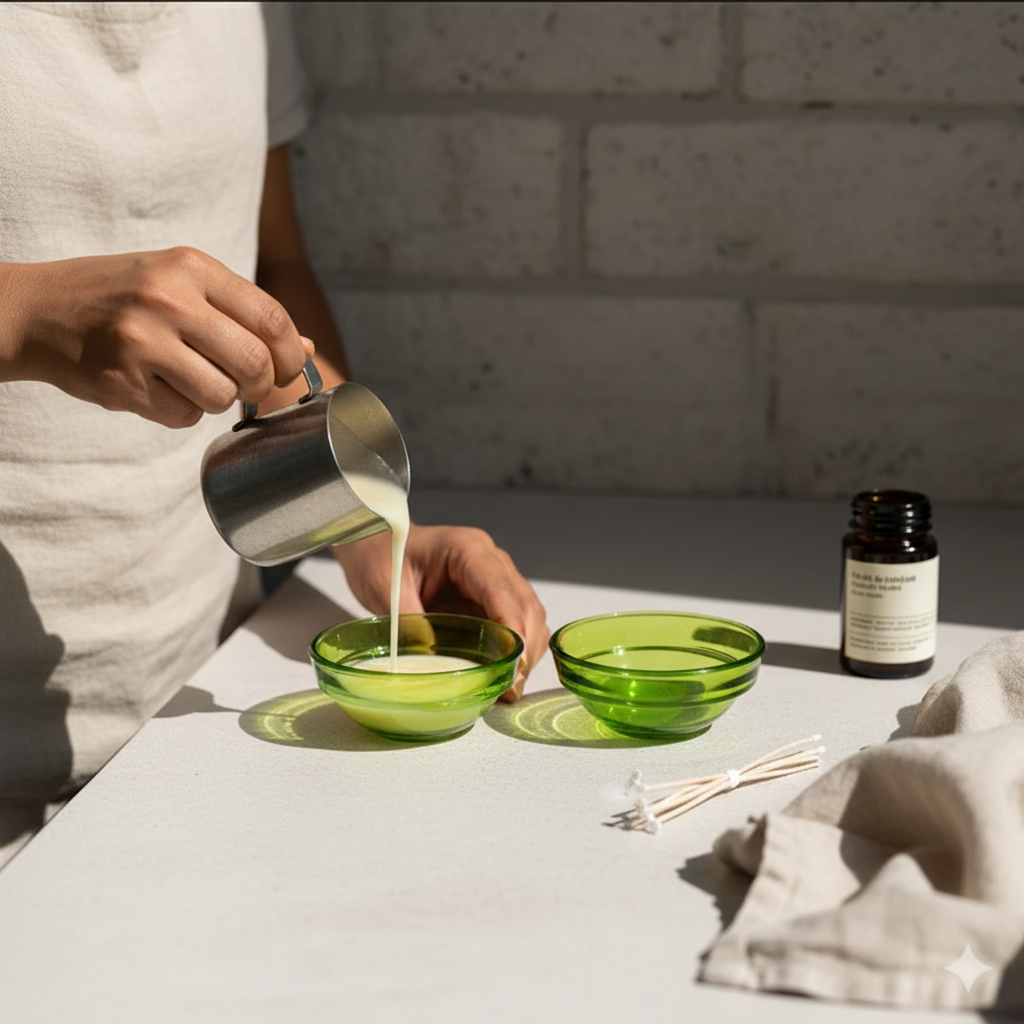 Green Mini Glass Jar- Set Of 2 (Approx. 25 ml) | Melt & Mold