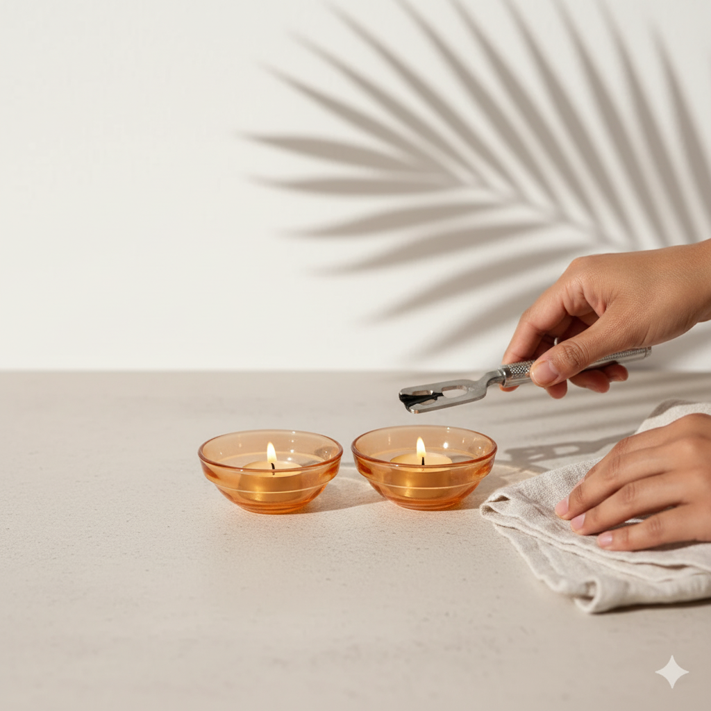 Orange Mini Glass Jar- Set Of 2 (Approx. 25 ml) – Detail View | Melt & Mold
