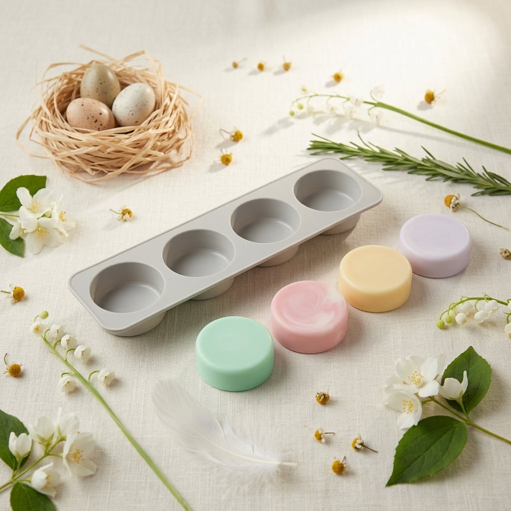 4 Cavity Round Soap Mold – Product View | Melt & Mold