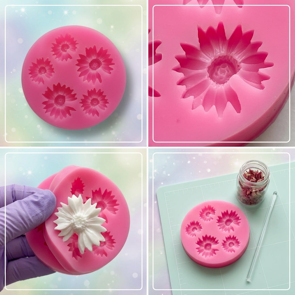 5 Cavity Flower Mould โ Detail View | Melt & Mold