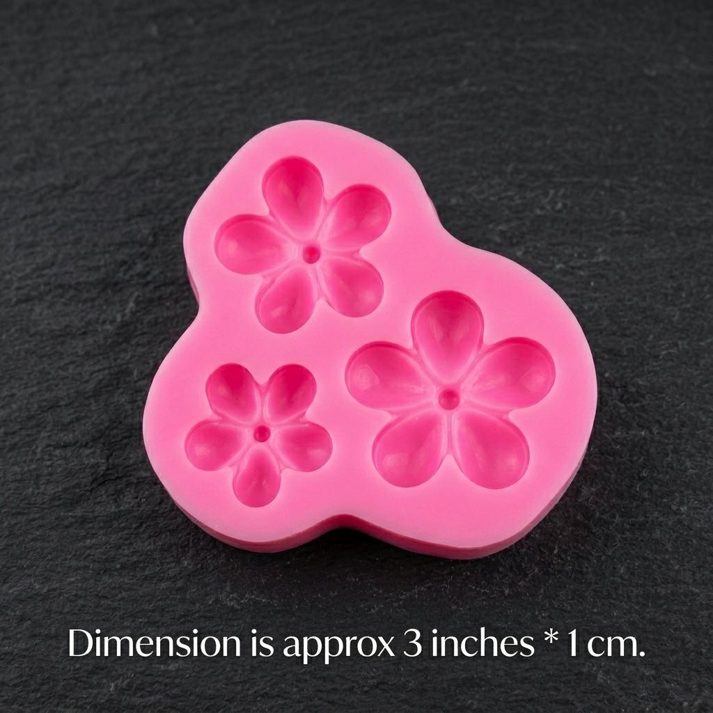 3 Cavity Flower Embedded Mould – angle view