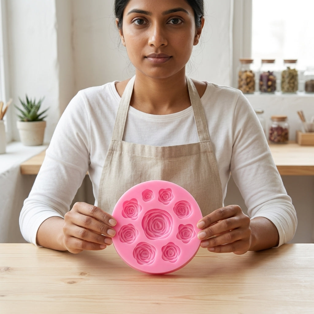 9 Cavity Rose Mould – side view