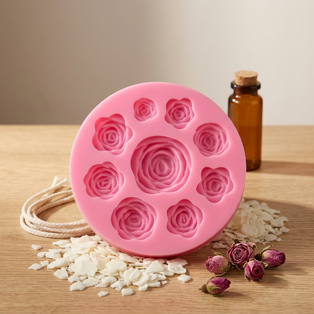 9 Cavity Rose Mould – top view
