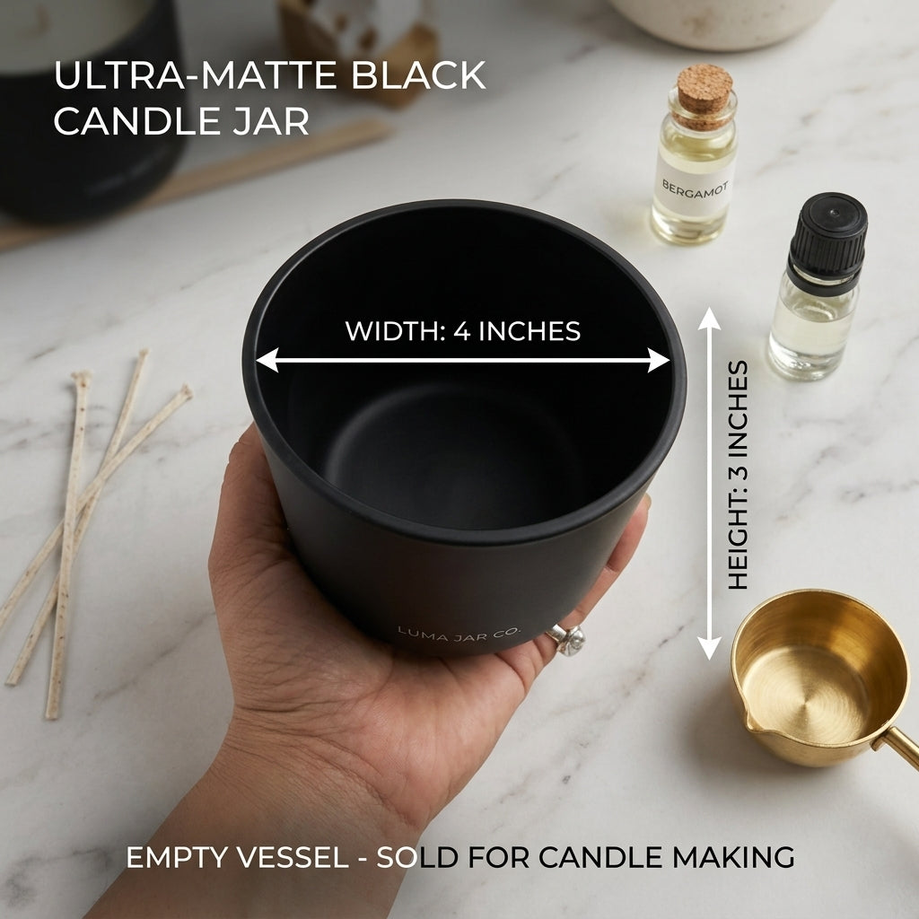 Matt Black Glass Jar- 350 ml – close-up view