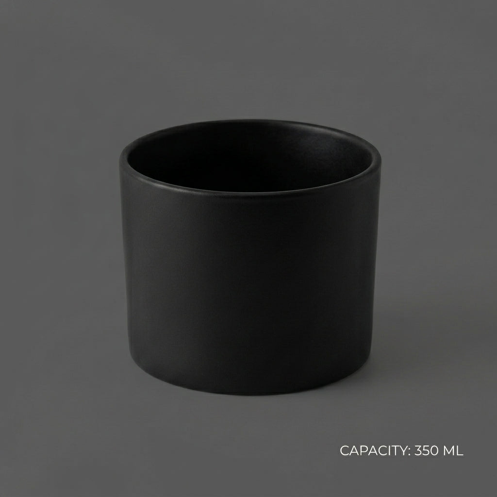 Matt Black Glass Jar- 350 ml – side view