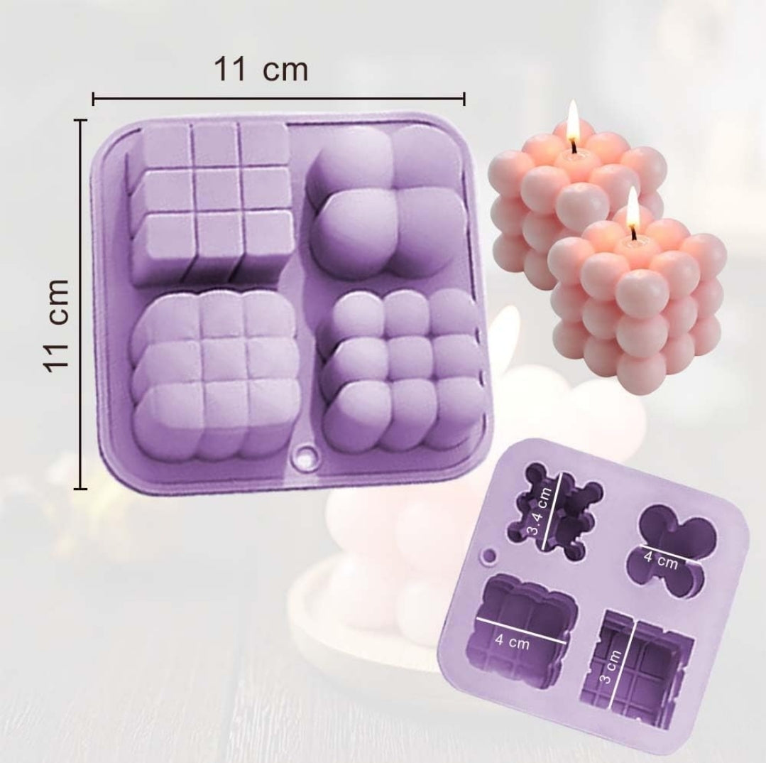4 in 1 Assorted Small Candle Mould – Detail View | Melt & Mold