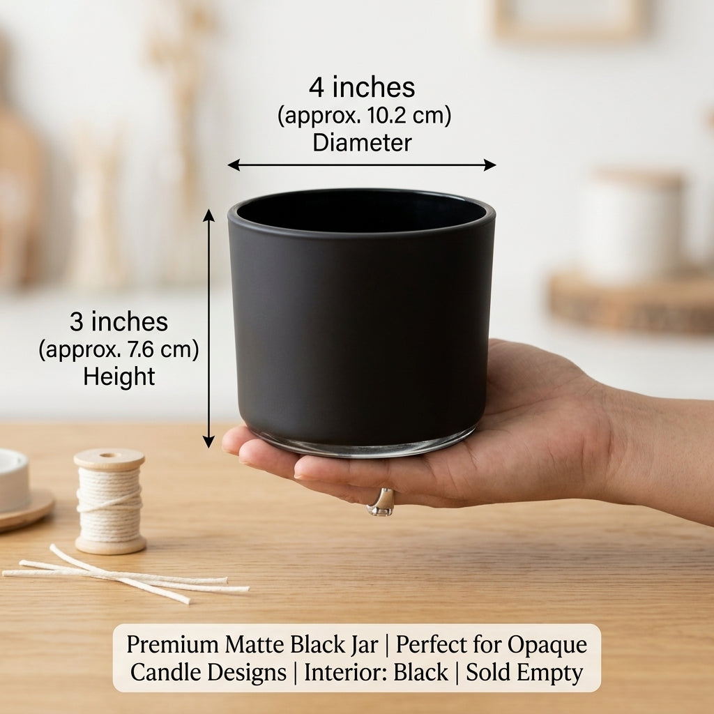 Matt Black Glass Jar- 350 ml – angle view