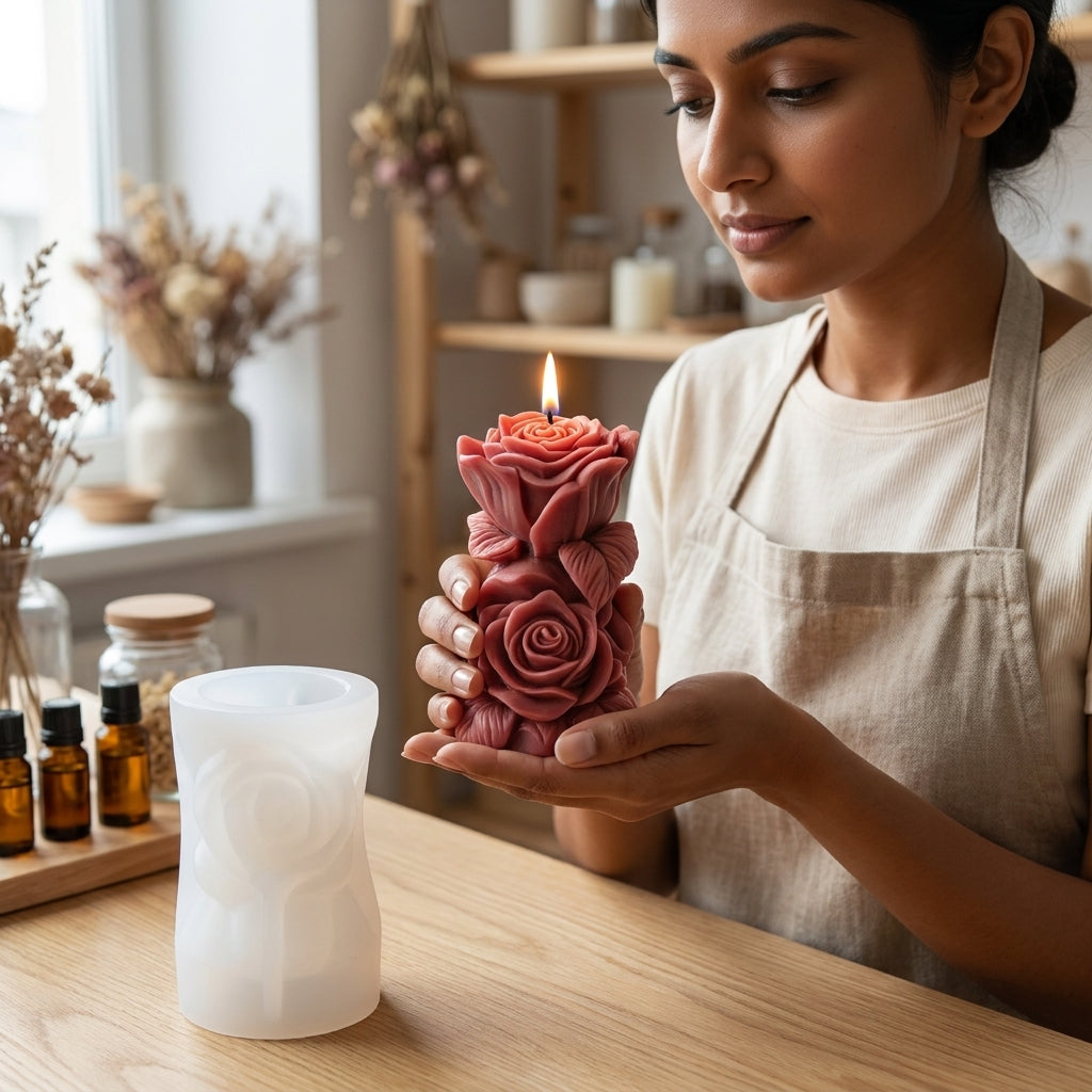Rose Pillar Mould – close-up view