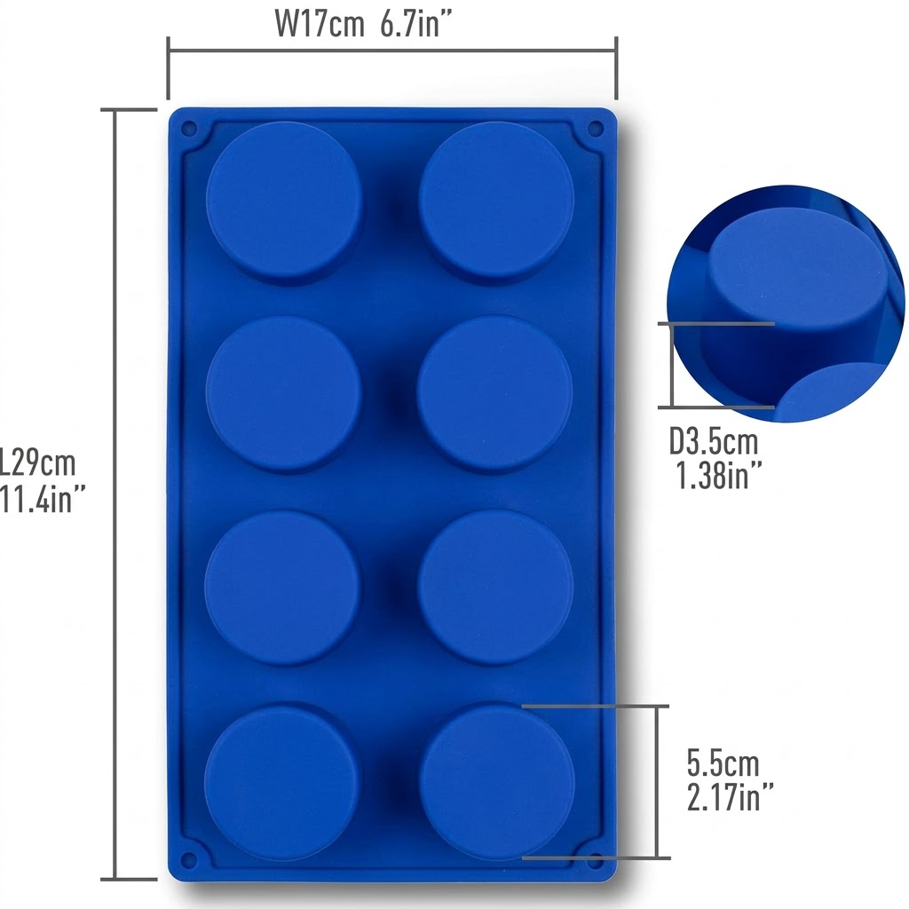 8 Cavity Round Soap Mold