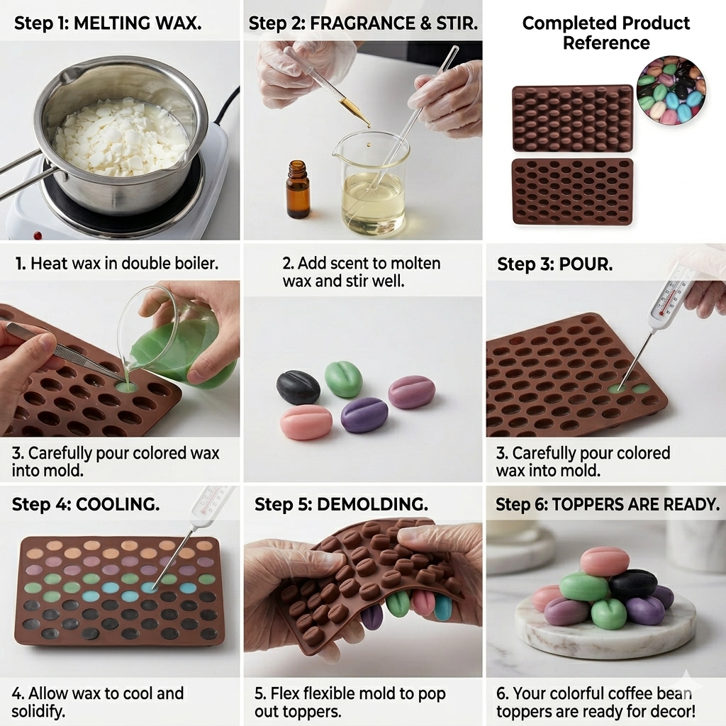 Coffee Bean Silicone Mould – Close-Up | Melt & Mold