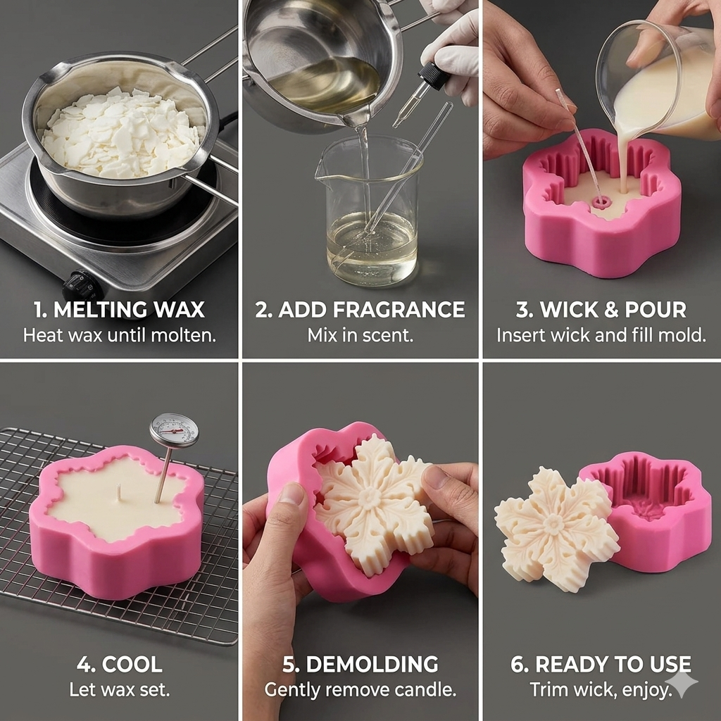 Snowflake Silicone Mould – Size Reference | Melt & Mold