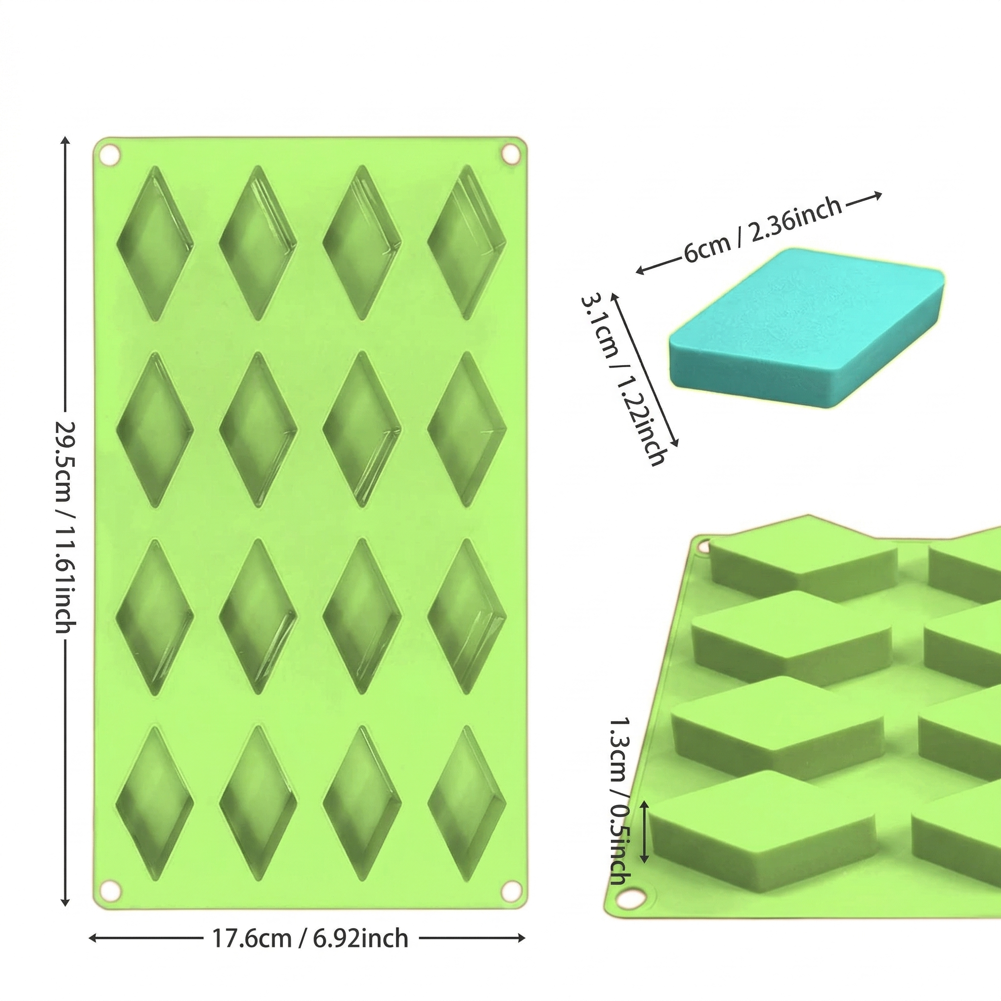 16 Cavity Kaju Katli Mould – Close-Up | Melt & Mold