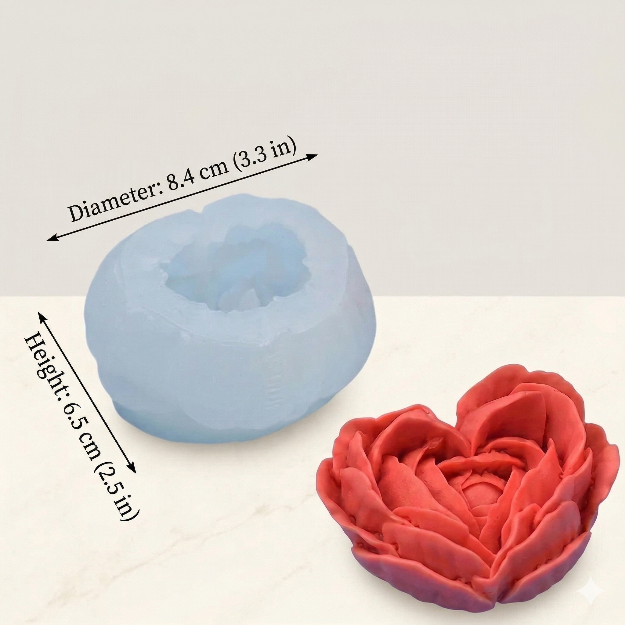 Rose Heart Petal Silicone Mould – Close-Up | Melt & Mold