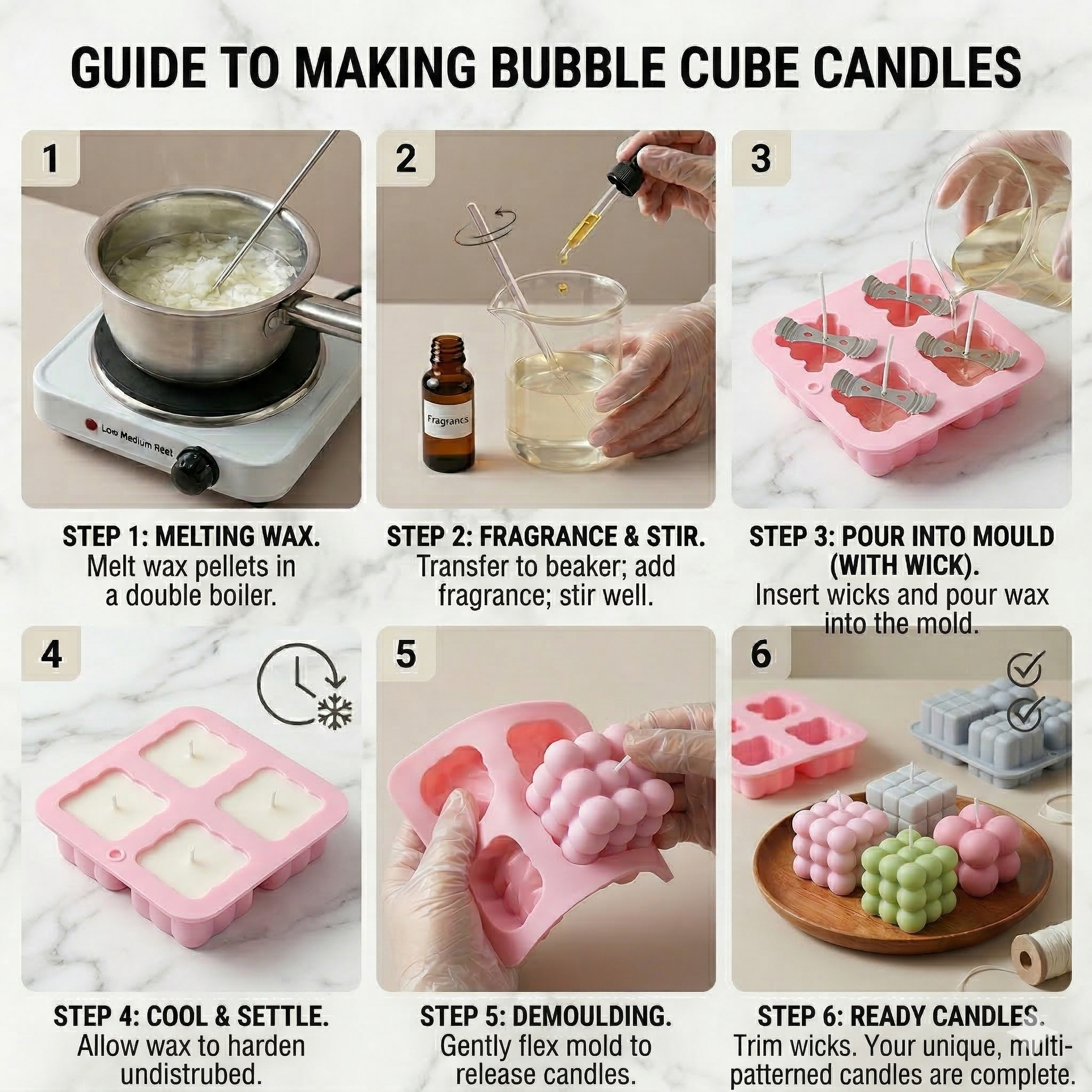 4 in 1 Assorted Small Candle Mould – Close-Up | Melt & Mold