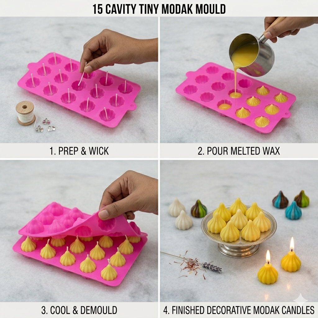 15 Cavity Modak Mould – Close-Up | Melt & Mold