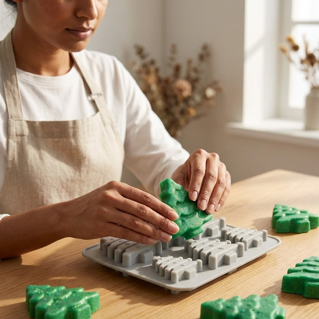 6 Cavity Christmas Tree Mould – Detail View | Melt & Mold