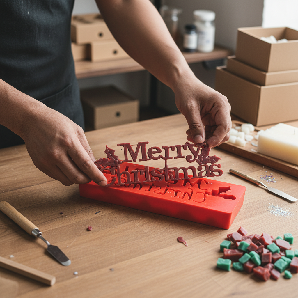 Merry Christmas Mould – Detail View | Melt & Mold