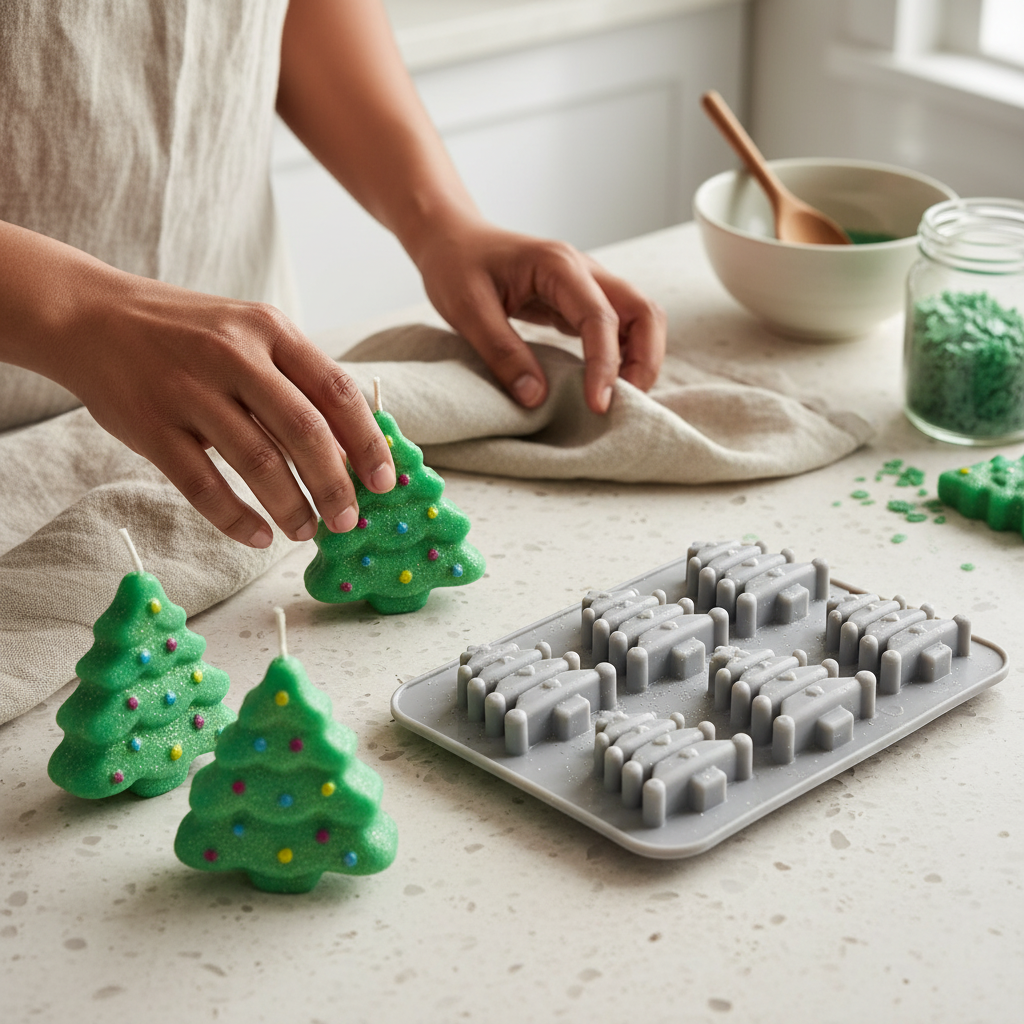 6 Cavity Christmas Tree Mould – Product View | Melt & Mold