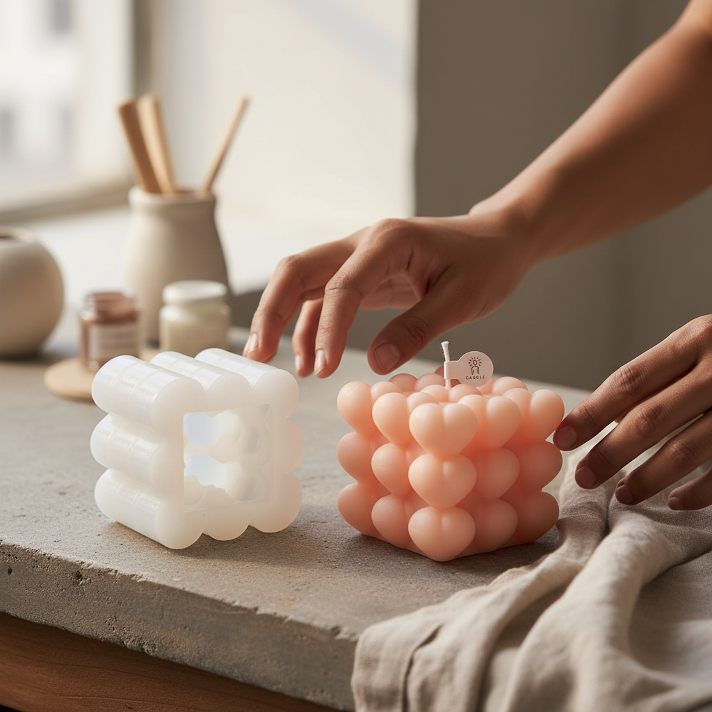 Heart Cube Silicone Mould – Product View | Melt & Mold