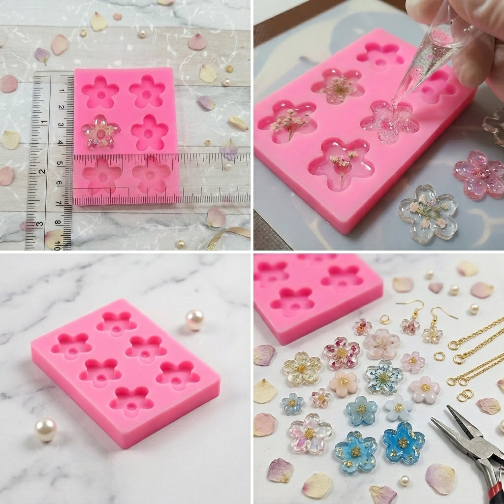 6 Cavity Flower Mould – Detail View | Melt & Mold
