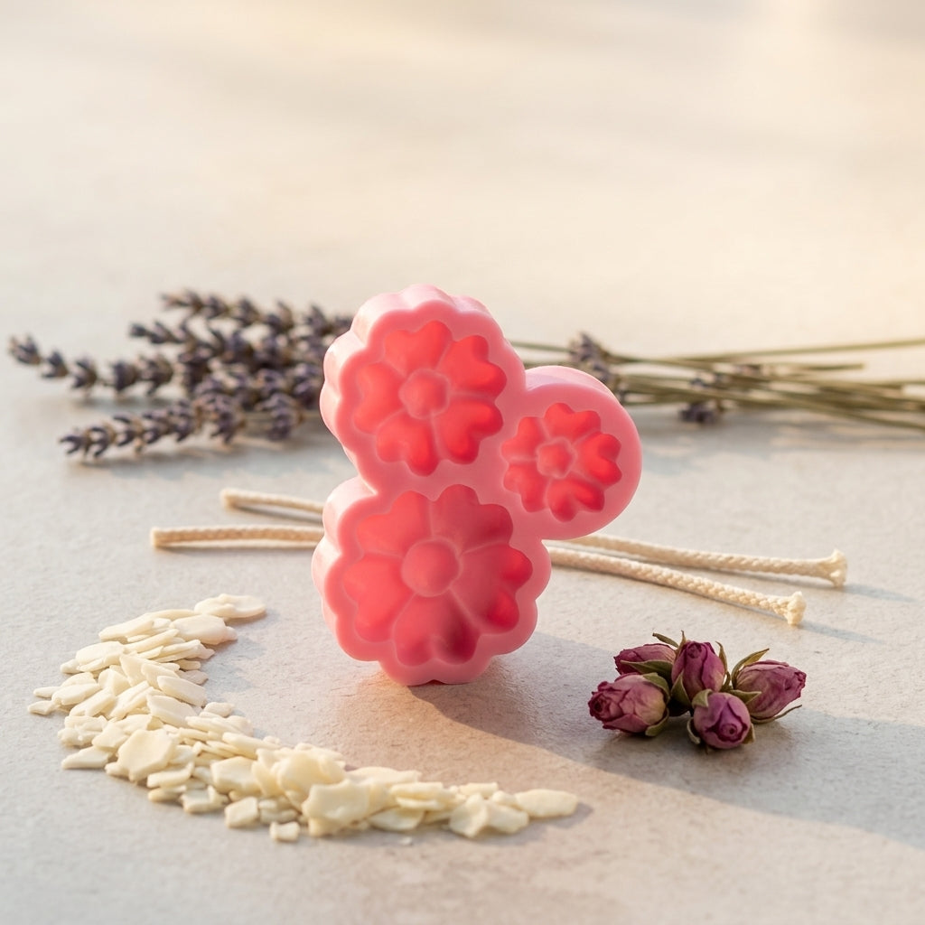 3 Cavity Flower Mould – side view