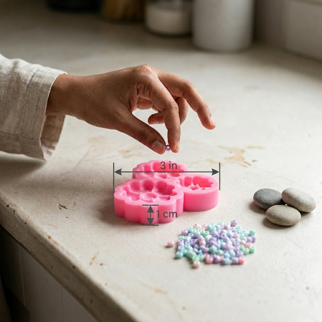 3 Cavity Flower Mould – close-up view