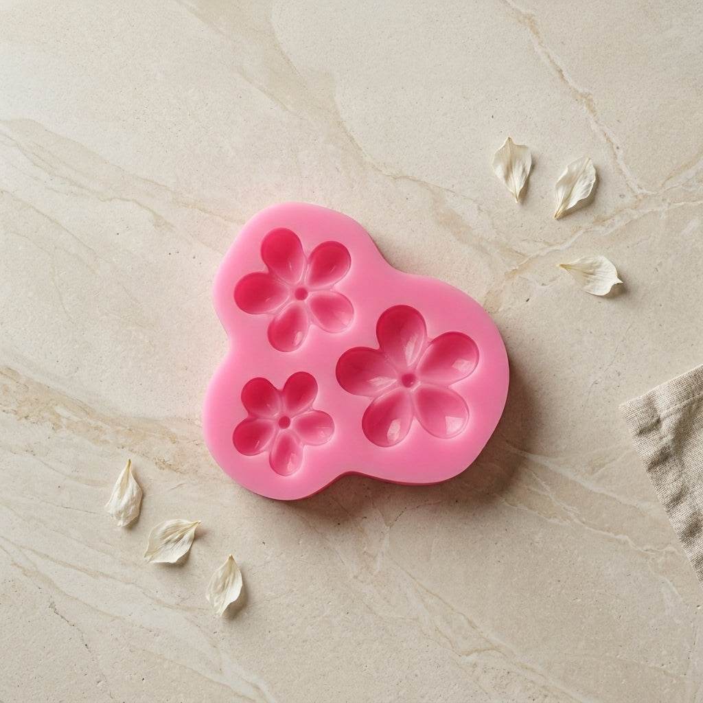 3 Cavity Flower Embedded Mould – top view