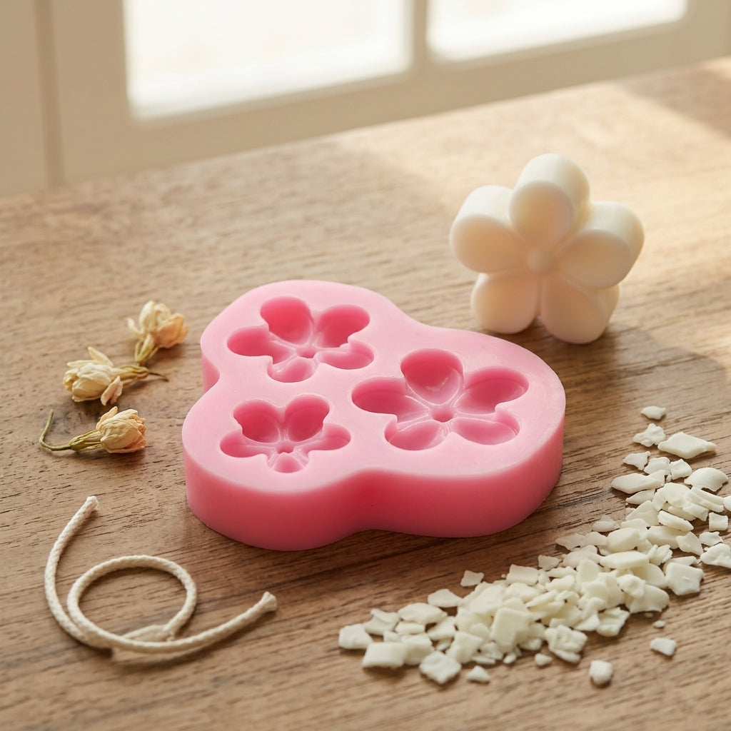 3 Cavity Flower Embedded Mould – side view