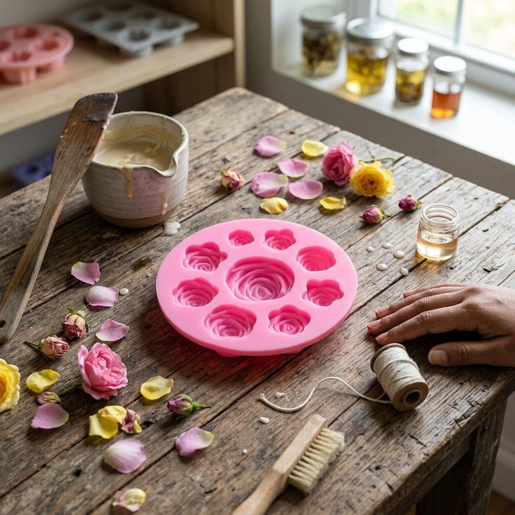 9 Cavity Rose Mould – front view