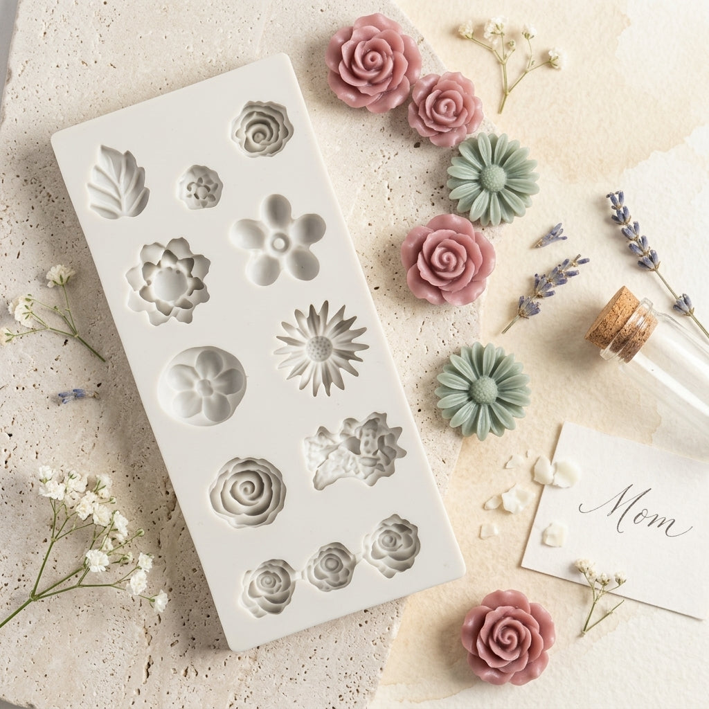 Flower Embedded Mould – close-up view