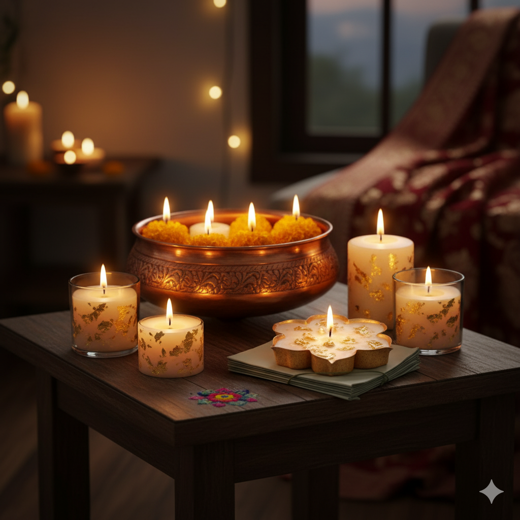 Golden Flakes For Candle Decor – Close-Up | Melt & Mold